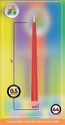 Ner Mitzvah Colorful Chanukah Candles 1-Pack - Standard Size Fits Most Menorahs - Premium Quality Wax - Assorted Colors - Bulk Pack for All 8 Nights of Hanukkah thumbnail 2