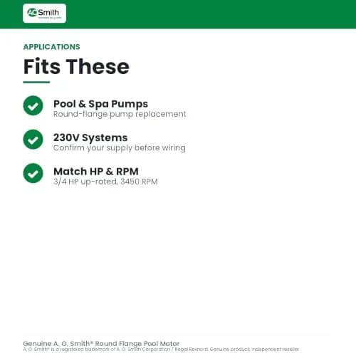 A. O. Smith 3/4-Horsepower Up-Rated Round Flange Replacement Motor | Corrosion-Resistant, Easy Wiring thumbnail 4