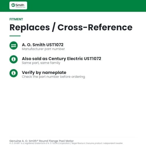 A. O. Smith 3/4-Horsepower Up-Rated Round Flange Replacement Motor | Corrosion-Resistant, Easy Wiring thumbnail 7