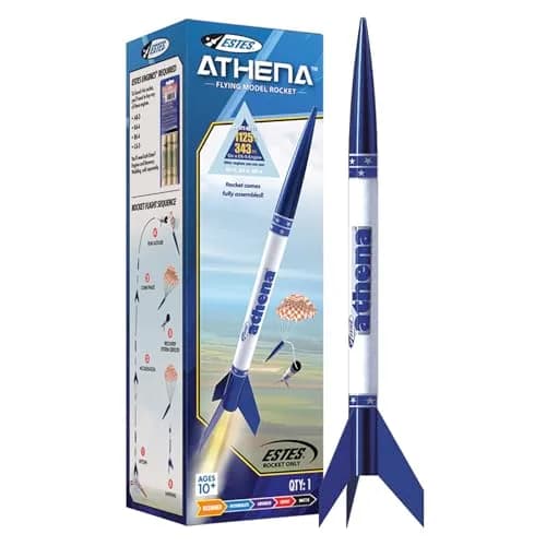 Estes Athena Rocket-Building Kit for Ages 10+ | Ready-to-Fly Model Rocket with Parachute (17 in / 43 cm, Blue) thumbnail 1