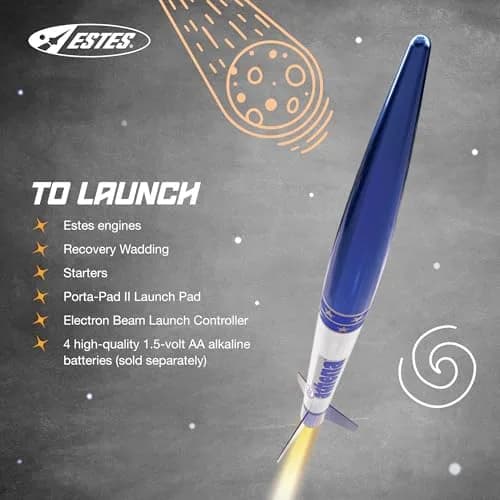 Estes Athena Rocket-Building Kit for Ages 10+ | Ready-to-Fly Model Rocket with Parachute (17 in / 43 cm, Blue) thumbnail 4