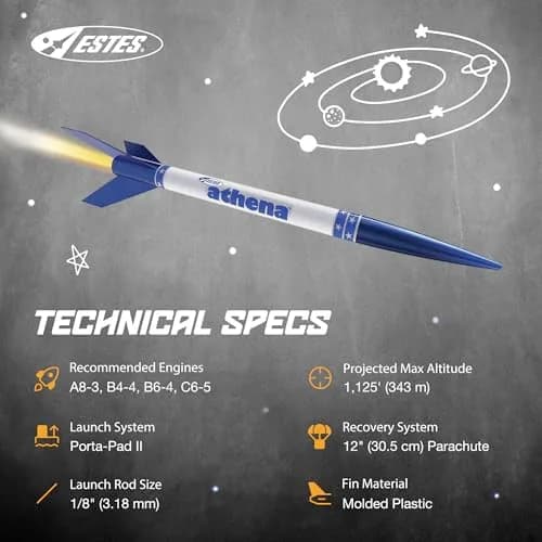 Estes Athena Rocket-Building Kit for Ages 10+ | Ready-to-Fly Model Rocket with Parachute (17 in / 43 cm, Blue) thumbnail 5