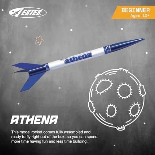 Estes Athena Rocket-Building Kit for Ages 10+ | Ready-to-Fly Model Rocket with Parachute (17 in / 43 cm, Blue) thumbnail 2