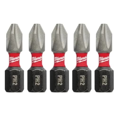 Milwaukee Shockwave Insert Bit Phillips #2, 1-inch, 5-Pack | Alloy Steel for Impact Drivers thumbnail 1