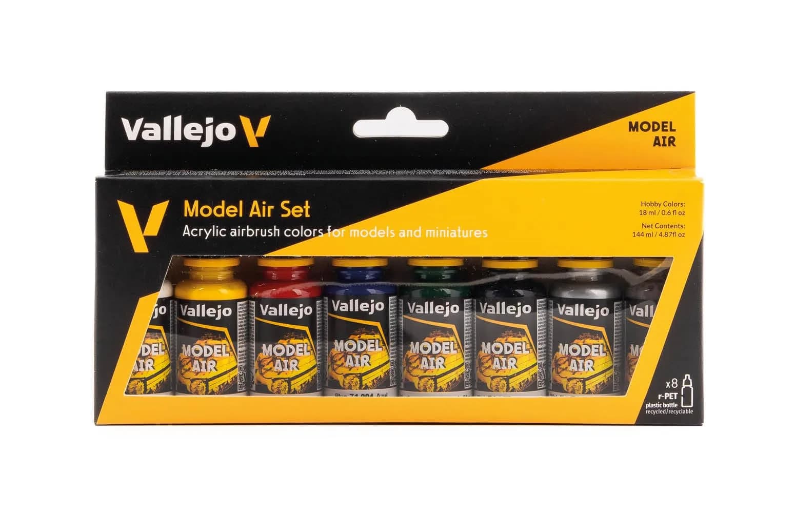Vallejo Model Air Basic Colors Acrylic Paint Set | 8 Water-Based Pigments, Non-Toxic, Professional Grade