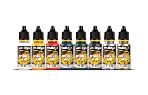 Vallejo Model Air Basic Colors Acrylic Paint Set | 8 Water-Based Pigments, Non-Toxic, Professional Grade thumbnail 5