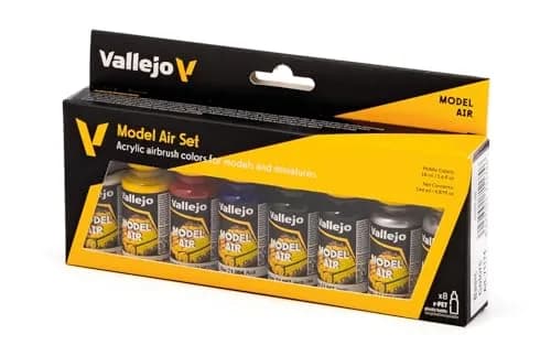 Vallejo Model Air Basic Colors Acrylic Paint Set | 8 Water-Based Pigments, Non-Toxic, Professional Grade thumbnail 3