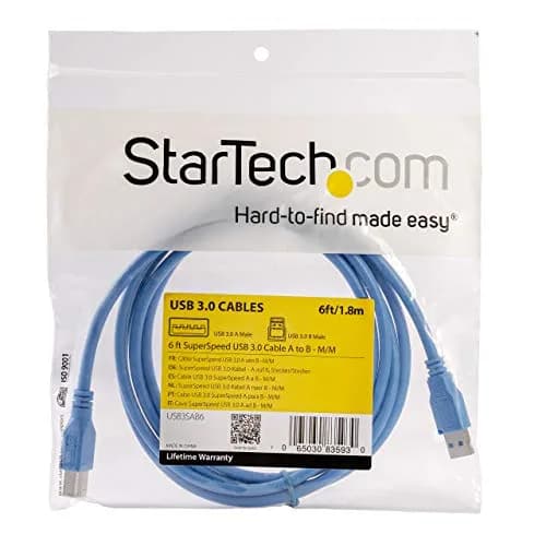 StarTech.com USB 3.0 Cable, 6ft, A to B, Blue | SuperSpeed Data Transfer & Reliable Connection thumbnail 3
