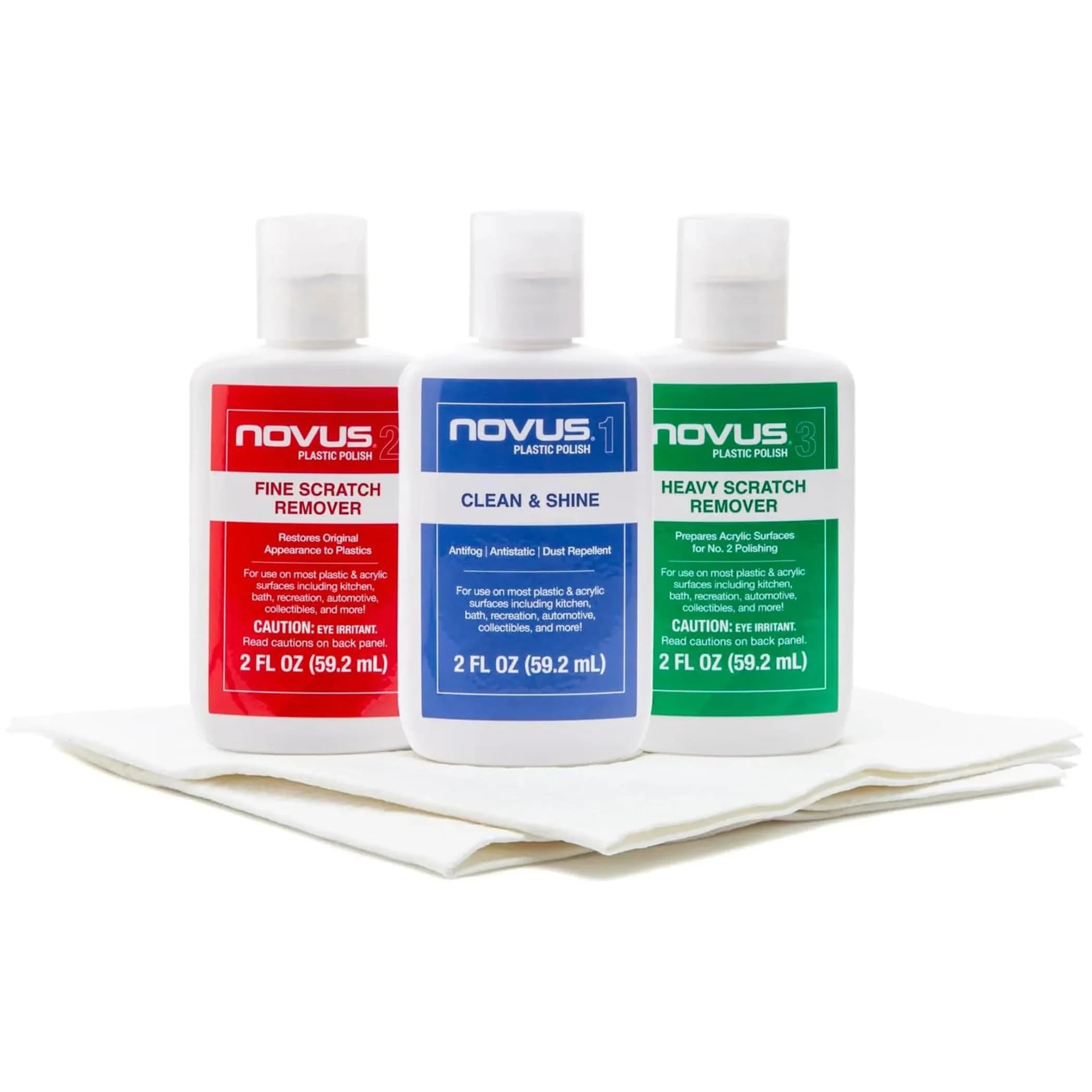 Novus Plastic Clean & Shine #1, Fine Scratch Remover #2, Heavy Scratch Remover #3 & Polish Mates Pack | 177ml (6 Fl Oz) | Automotive Plastic Restoration Kit - main product image