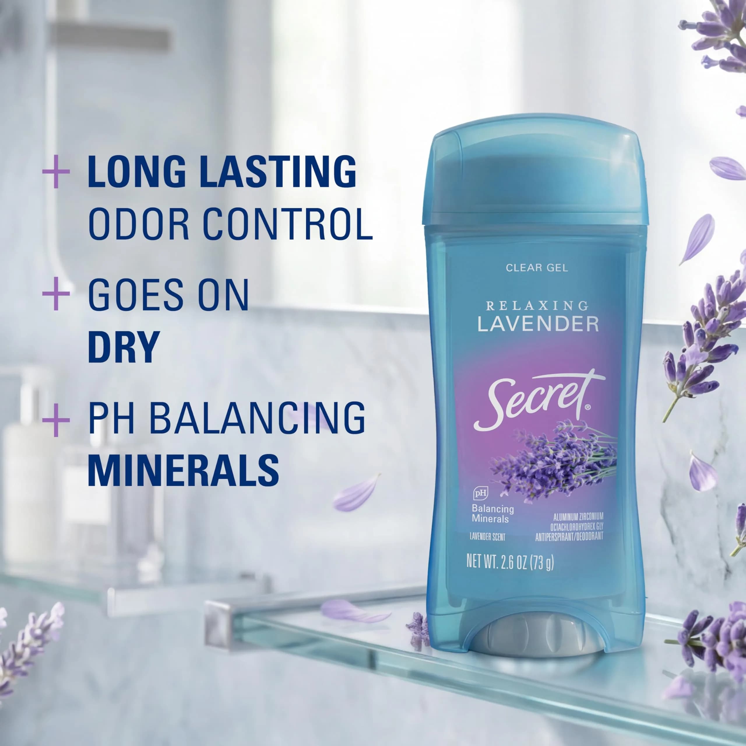 Secret Fresh Clear Gel Antiperspirant Deodorant for Women, Relaxing Lavender Scent, 2.6 oz - view 2