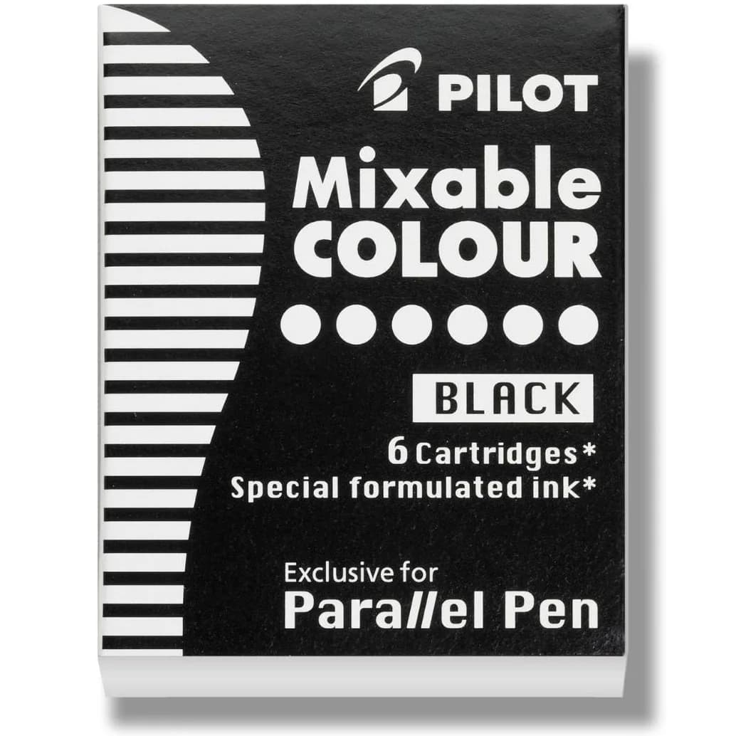 PILOT Parallel Mixable Color Ink Refills for Calligraphy Pens, Black Ink, 6-Pack (77305) | Smooth Ink Flow - main product image