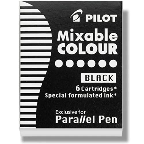 PILOT Parallel Mixable Color Ink Refills for Calligraphy Pens, Black Ink, 6-Pack (77305) | Smooth Ink Flow thumbnail 1