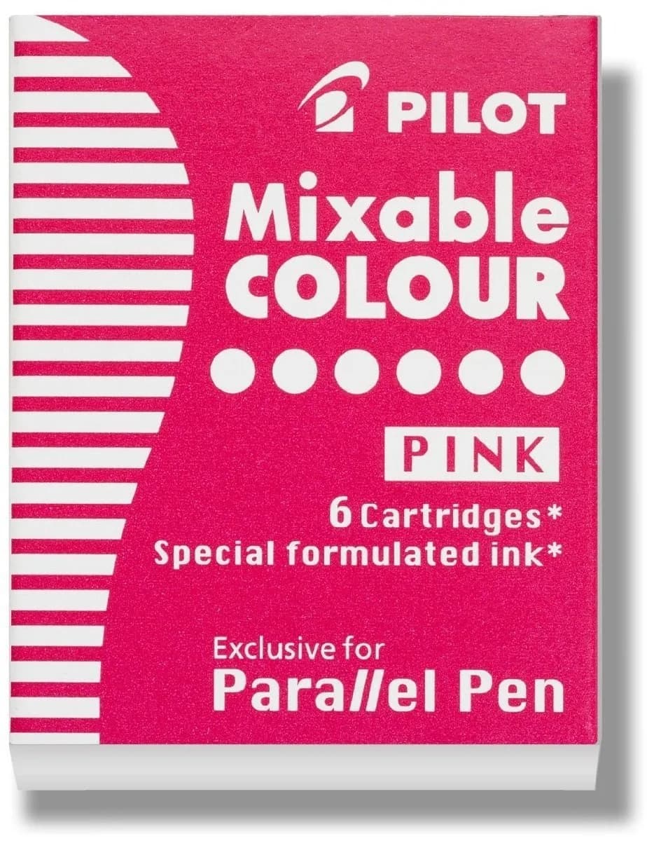 PILOT Parallel Mixable Color Ink Refills for Calligraphy Pens, Black Ink, 6-Pack (77305) | Smooth Ink Flow — Pink