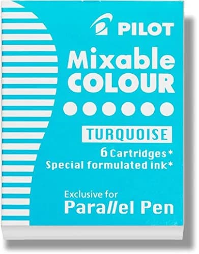 PILOT Parallel Mixable Color Ink Refills for Calligraphy Pens, Turquoise, 6-Pack | Smooth Ink Flow thumbnail 1