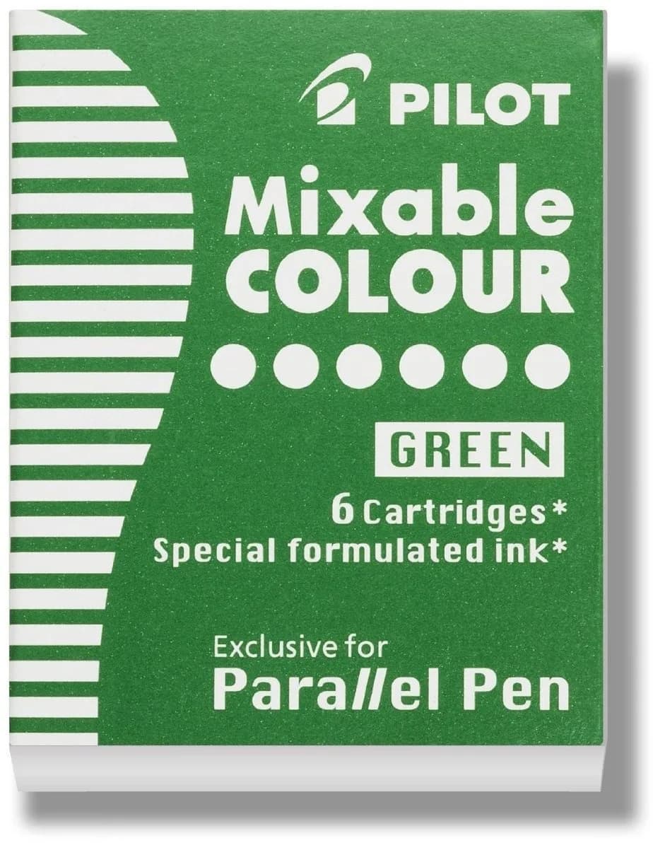 PILOT Parallel Mixable Color Ink Refills for Calligraphy Pens, Green, Pack of 6 - main product image