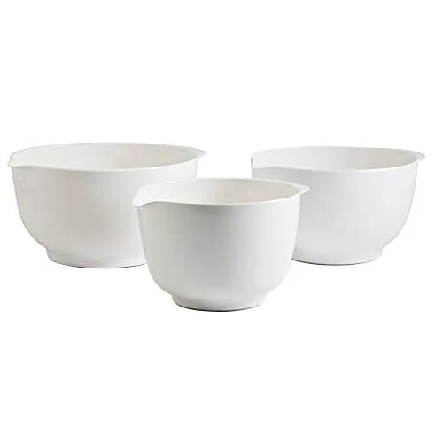Hutzler Melamine Mixing Bowl Set: 2, 3, and 4 Liters, White | BPA-Free & Dishwasher Safe thumbnail 1