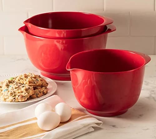 Hutzler Melamine Mixing Bowl Set: 2, 3, and 4 Liters (67.6, 101.4, 135.2 oz) | BPA-Free & Dishwasher Safe Red Bowls thumbnail 6