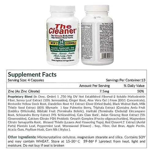 Century Systems The Cleaner Detox 104 Vegetarian Capsules | 14-Day Internal Cleansing for Men thumbnail 8