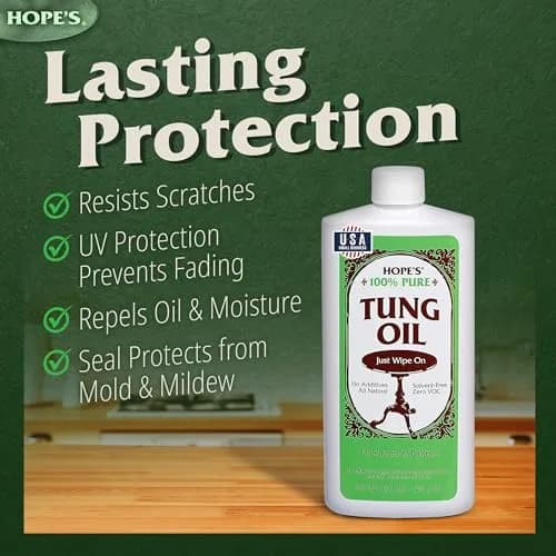 HOPE'S 100% Pure Tung Oil Wood Finish 473ml (16 Fl Oz) | Natural Waterproof Sealer for Indoor & Outdoor Projects thumbnail 6