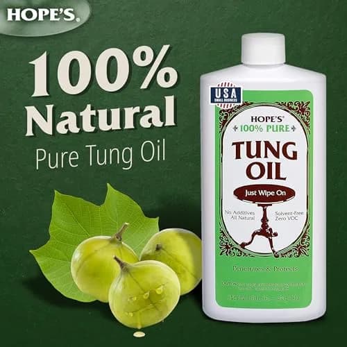 HOPE'S 100% Pure Tung Oil Wood Finish 473ml (16 Fl Oz) | Natural Waterproof Sealer for Indoor & Outdoor Projects thumbnail 2