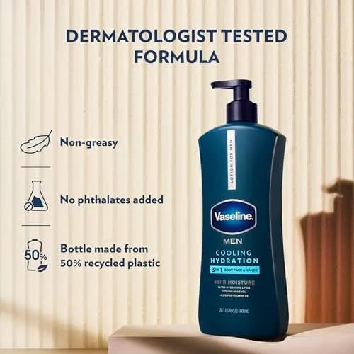 Vaseline Men Healing Moisture Body Lotion, Cooling | Deep Moisturizer for Dry & Sensitive Skin thumbnail 5