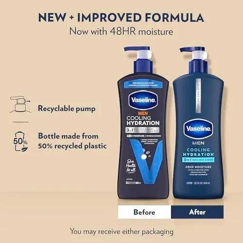 Vaseline Men Healing Moisture Body Lotion, Cooling | Deep Moisturizer for Dry & Sensitive Skin thumbnail 3