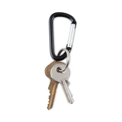 Advantus D-Shape Carabiner Key Chains, Black, 10-Pack | 2.5 inch (6.35 cm) Aluminum Utility Clips thumbnail 2