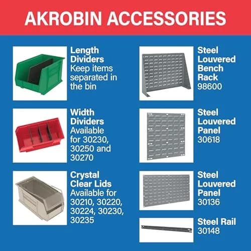 Akro-Mils AkroBins Plastic Storage Bins 11"x11"x5" Red 6-Pack | Heavy Duty Stackable Organizer for Garage, Pantry, Crafts thumbnail 5