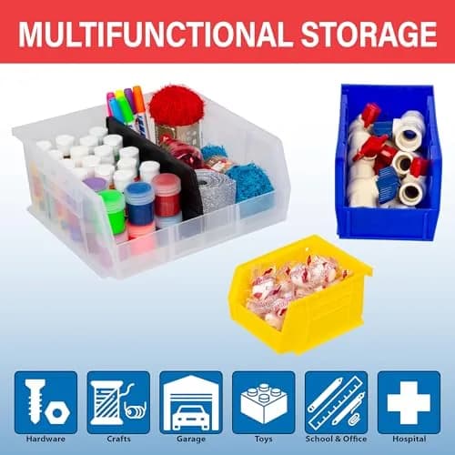 Akro-Mils AkroBins Plastic Storage Bins 11"x11"x5" Red 6-Pack | Heavy Duty Stackable Organizer for Garage, Pantry, Crafts thumbnail 3