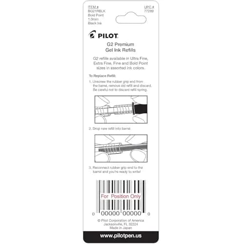 Pilot G2 Gel Ink Refills, Bold Point 1 mm, Black, Pack of 2 | Smooth Ink Flow for Students & Office thumbnail 4