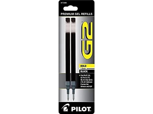 Pilot G2 Gel Ink Refills, Bold Point 1 mm, Black, Pack of 2 | Smooth Ink Flow for Students & Office thumbnail 2