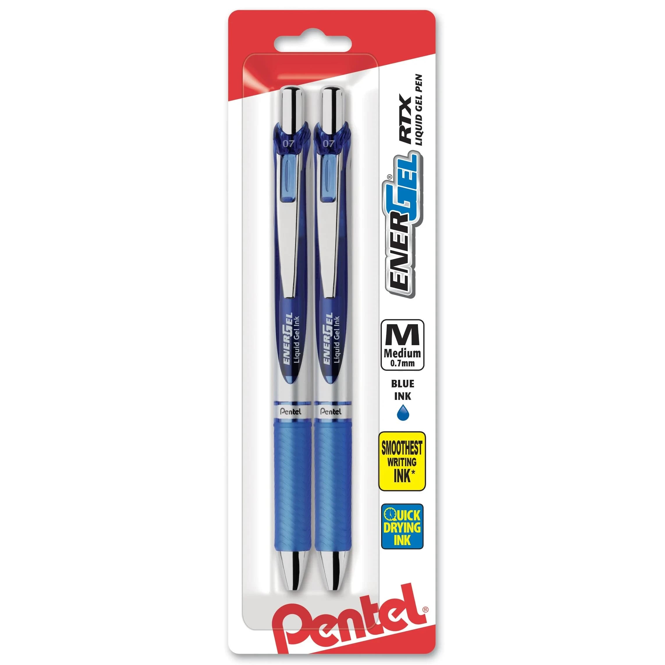 Pentel EnerGel Deluxe RTX Retractable Gel Pen, Medium Line, Sky Blue Ink, 2-Pack | Smooth Ink Flow Writing Instrument — Blue