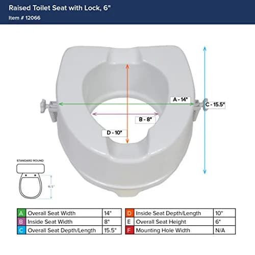 Drive Medical Premium Raised Toilet Seat 6 Inch Height | Aids Sitting & Standing thumbnail 3