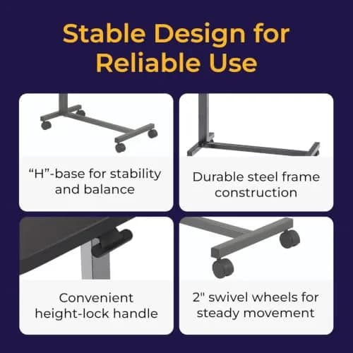 Drive Medical Overbed Table with Wheels | Stable, Adjustable Bedside Surface in Walnut Finish thumbnail 3