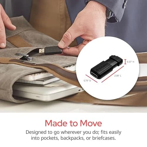 Verbatim 32GB Pinstripe USB 2.0 Flash Drive Retractable Thumb Drive - Black thumbnail 5