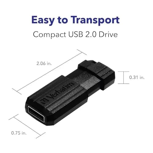 Verbatim 32GB Pinstripe USB 2.0 Flash Drive Retractable Thumb Drive - Black thumbnail 3