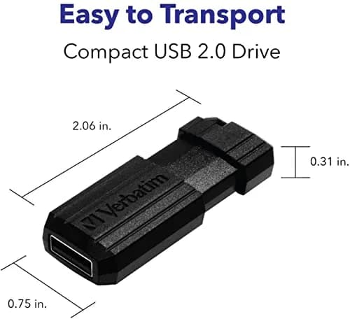 Verbatim 8GB Pinstripe USB 2.0 Flash Drive Retractable Thumb Drive - Black | 8 GB (0.28 oz) thumbnail 2