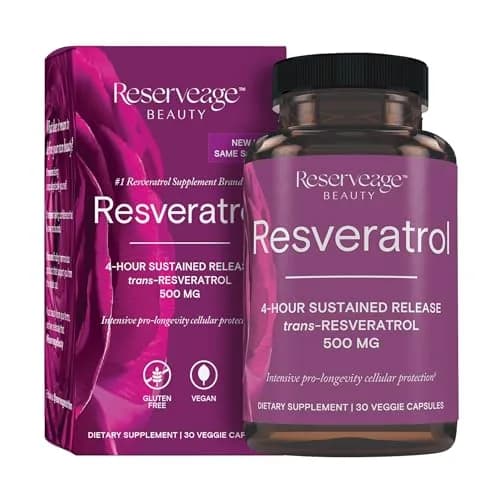 Reserveage Nutrition Resveratrol 500 mg Capsules | Antioxidant Supplement for Cellular Health thumbnail 1