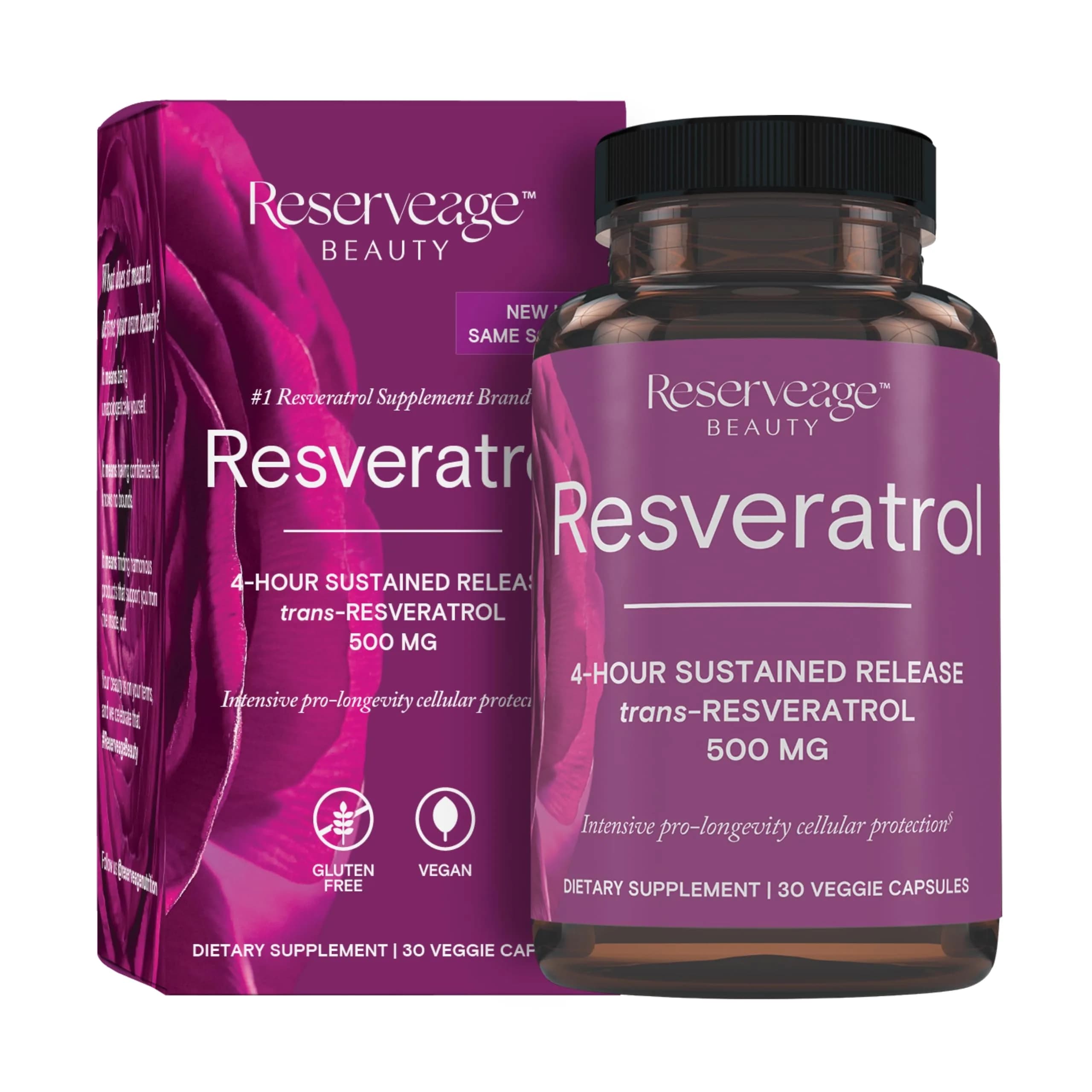 Reserveage Nutrition Resveratrol 500 mg Capsules | Antioxidant Supplement for Cellular Health - main product image