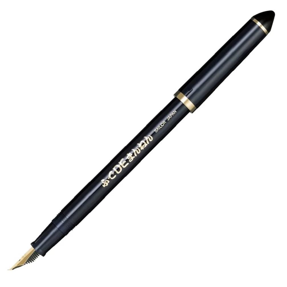 Sailor Fude De Mannen Calligraphy Fountain Pen Navy Blue 40 Degree Nib | Smooth Ink Flow — Black