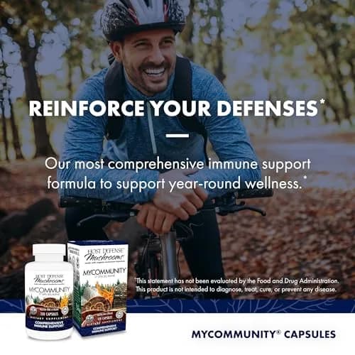 Host Defense MyCommunity Capsules Immune Support 120 Count (Pack of 1) | 17-Species Mushroom Blend for Balanced Immune Response thumbnail 5