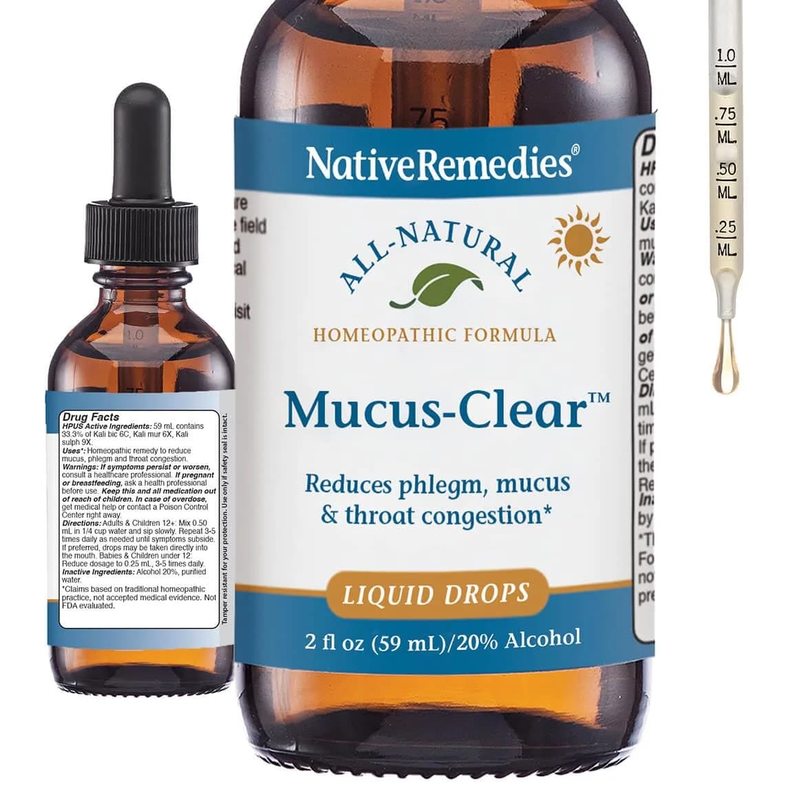 Native Remedies Mucus-Clear 2 Fl Oz | Natural Mucus Relief for Adults, Respiratory Support