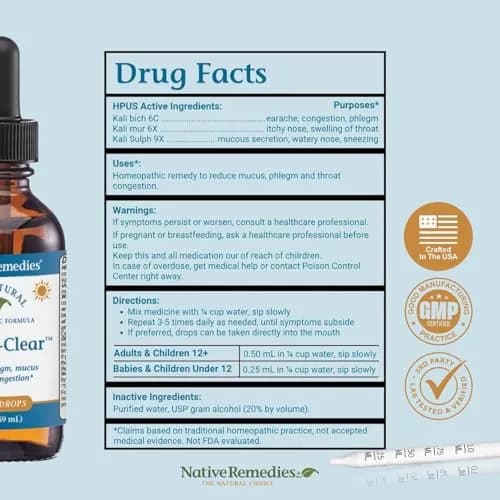 Native Remedies Mucus-Clear 2 Fl Oz | Natural Mucus Relief for Adults, Respiratory Support thumbnail 6