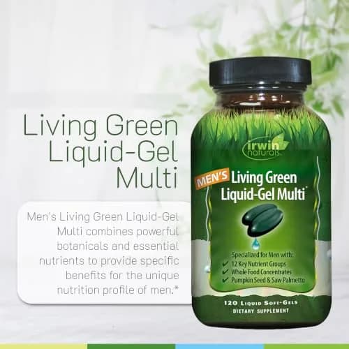 Irwin Naturals Men's Living Green Daily Multivitamin | 90 Liquid Softgels for Men’s Wellness & Vitality thumbnail 5