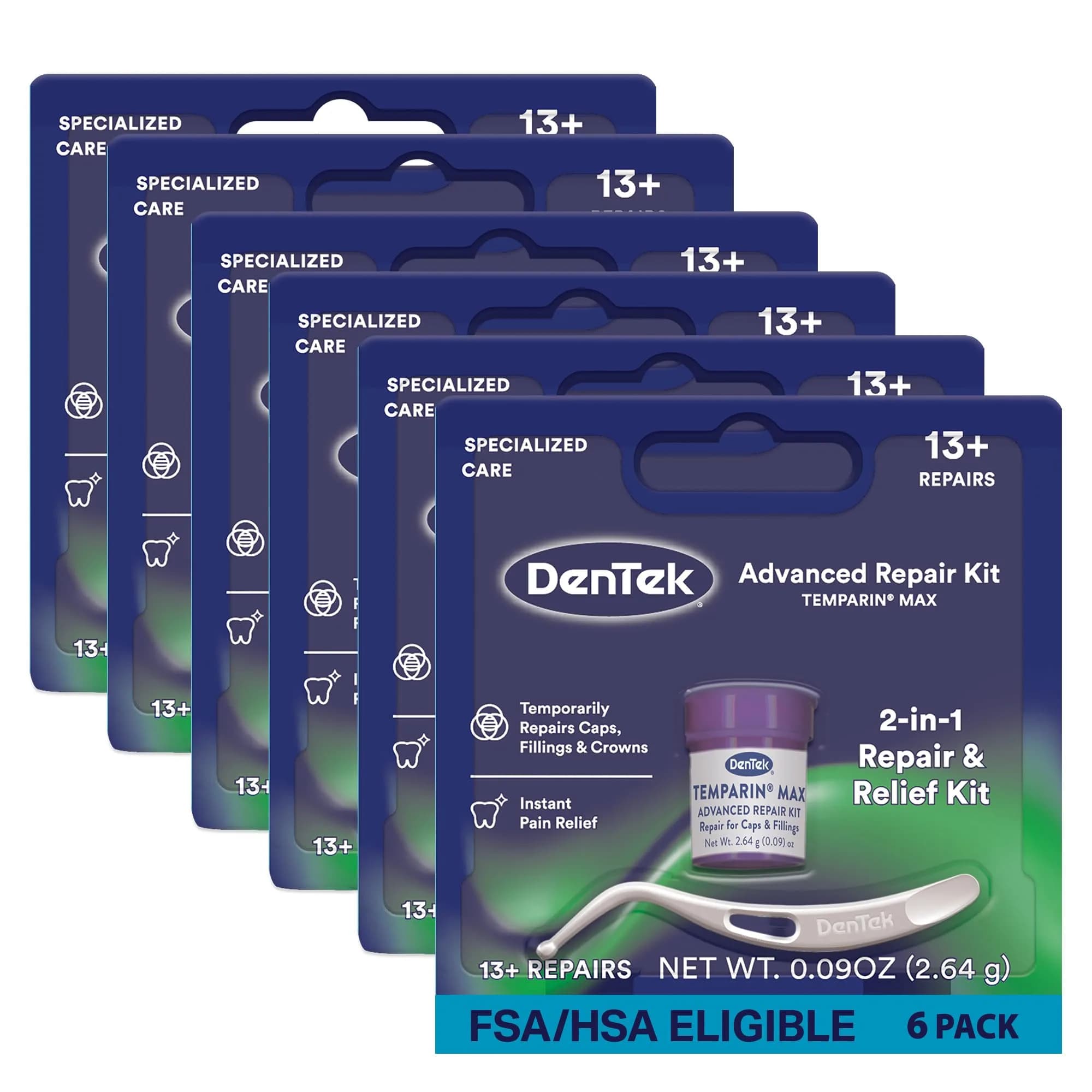 DenTek Temparin Max Advanced Tooth Repair Kit, 6 Kits | Temporary Dental Emergency Fix, 13+ Repairs