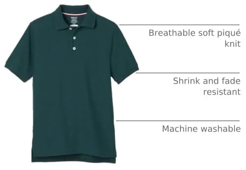 French Toast Kids Short Sleeve Pique Polo Shirt, Hunter Green, 3T | Breathable & Wash-Resistant thumbnail 4