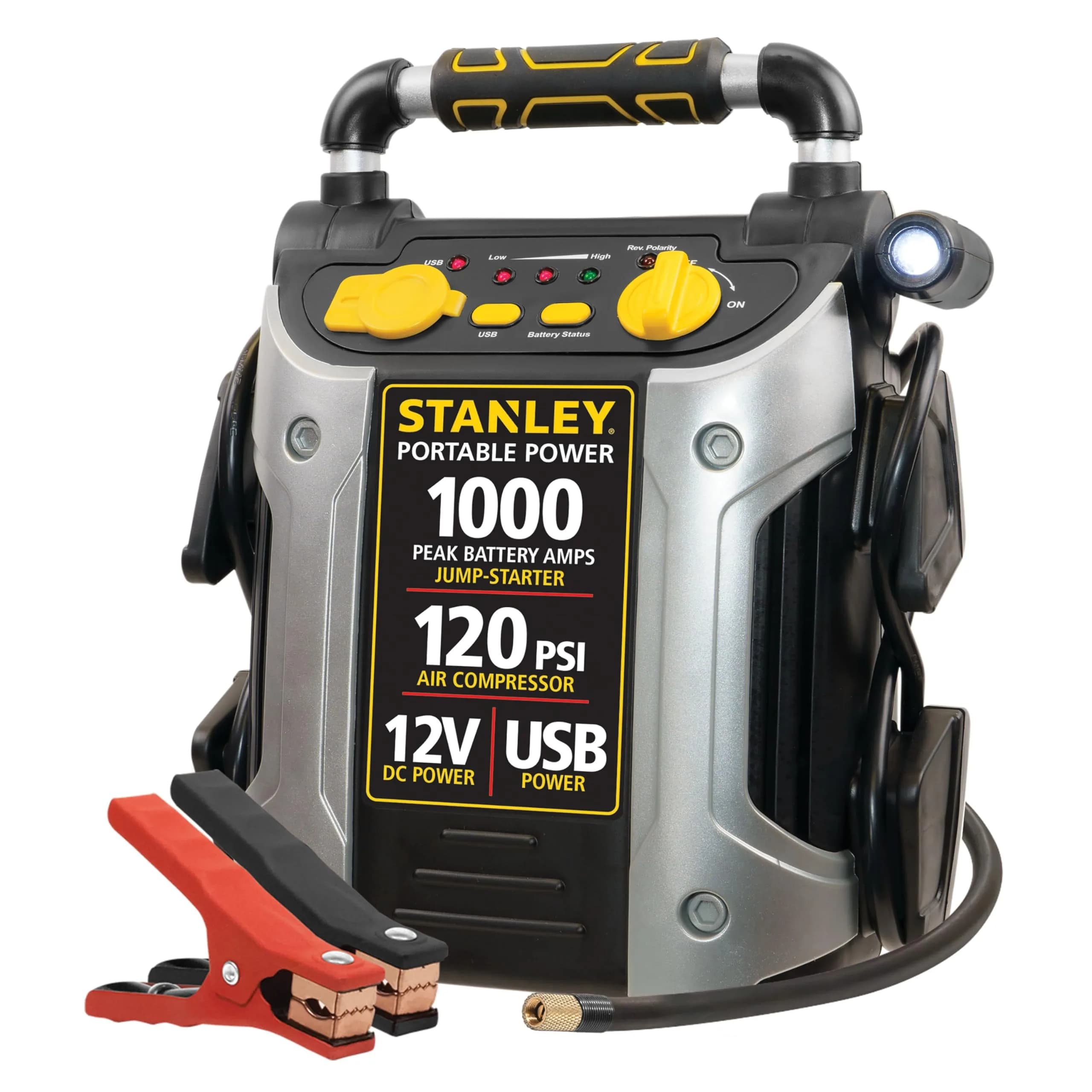 STANLEY Jump Starter with Compressor 1000 Amp | Portable Car Power Station, 120 PSI Air, USB & DC Ports — 1000 Amps