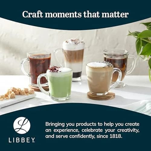 Libbey Tapered Glass Mug Set of 8 | 15.5 Oz Thick, Clear Glass Coffee Cups for Tea & Cider thumbnail 6