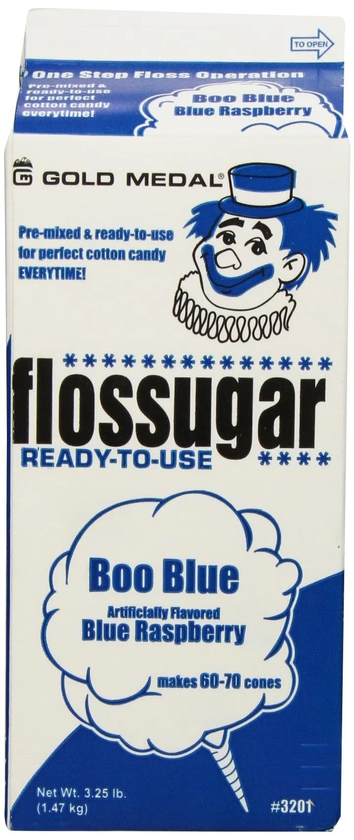 Gold Medal Flossugar Blue Raspberry 3.25 Lbs | Perfect for Cotton Candy Machines