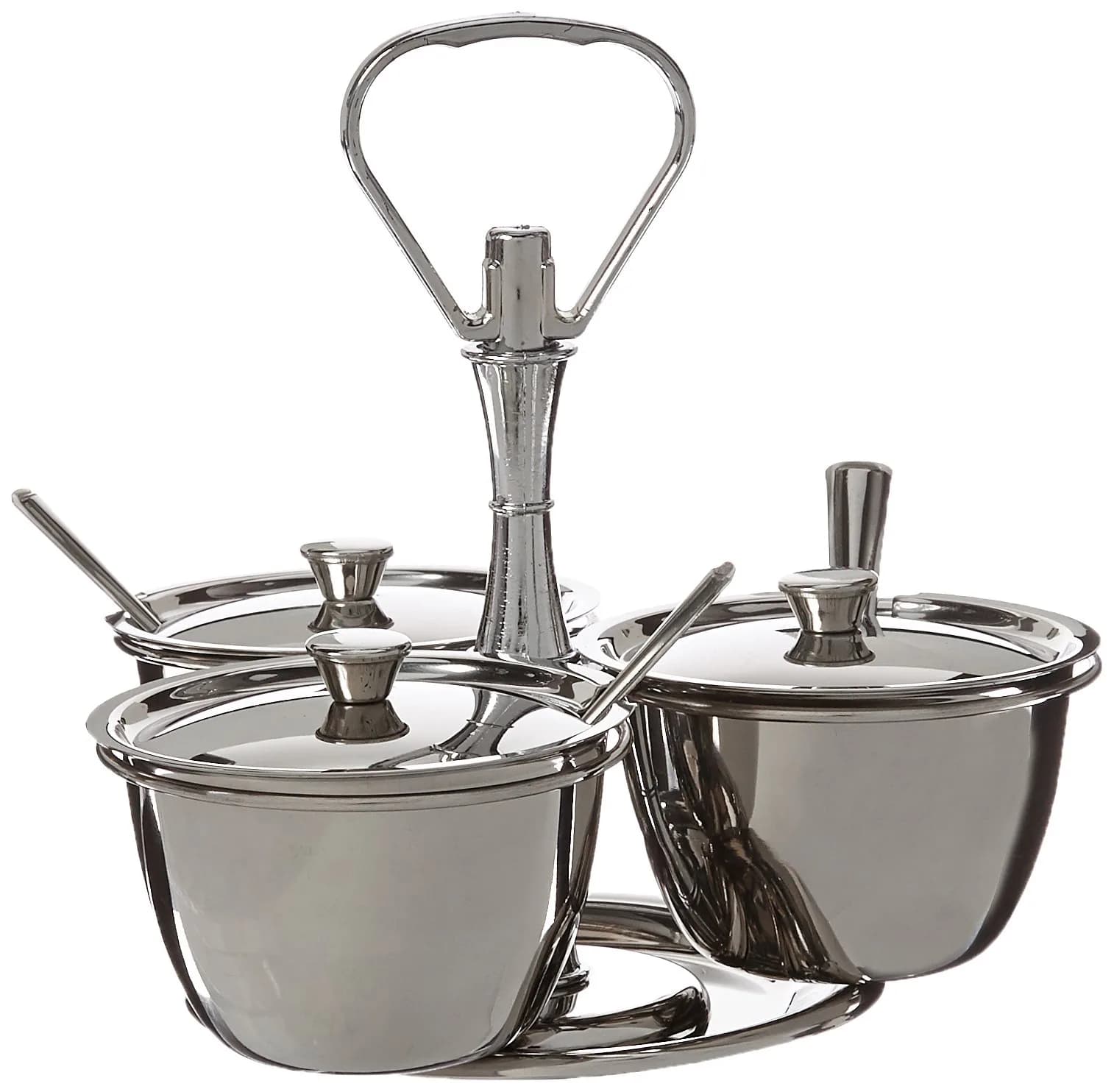 Winco 3-Unit Relish Server Medium Stainless Steel | Food Safe for Buffets & Parties — Stainless Steel